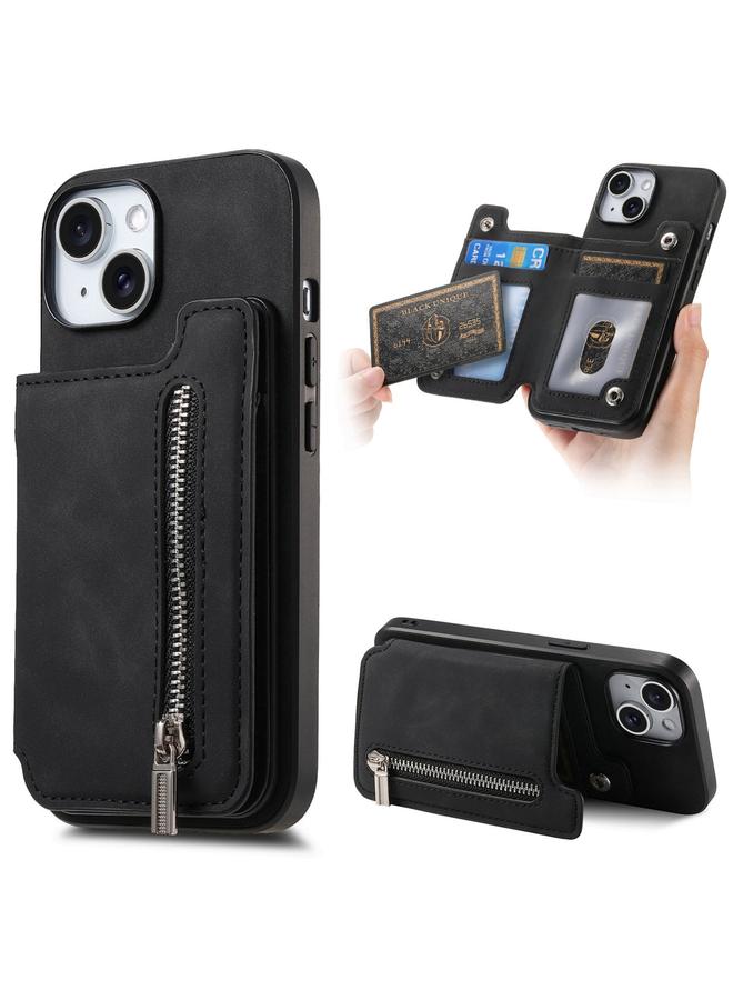 S-TOP Case For iPhone 13 Retro MagSafe Zipper Wallet Card Bag Back Phone Case - Image 1