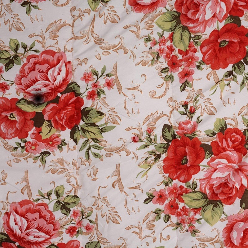SHOPINGTRADE Cotton Gold Red Flowers Printed Dohar Double Bed Reversible AC Dohar (Multicolour 3) - Image 2