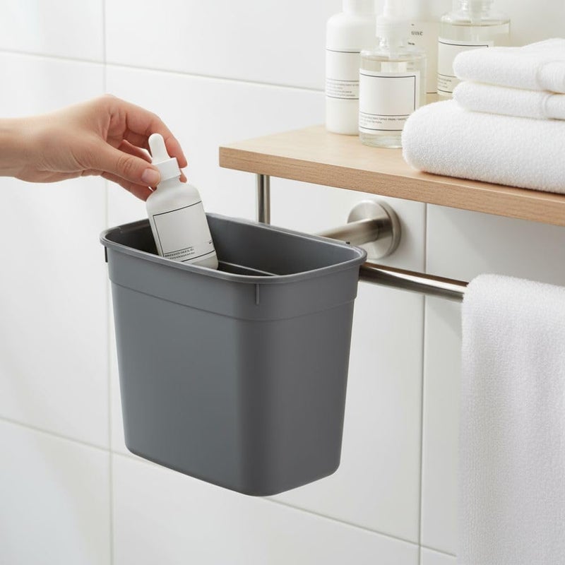 Hanging Kitchen Dustbin Bucket, 7 Liter Waste Bin for Cabinet Doors, Space-Saving Garbage Container for Food Scraps & Trash, 27.8 x 17.8 x 23.3 cm. (Grey) - Image 4