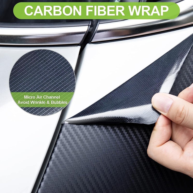 KAPIX Self Adhesive 4D Vinyl Carbon Fiber Textured Sheet Roll for Cars and Motorcycles, Interior/Exterior DIY Decoration | Black Carbon Fiber || (2 x 3 Ft, Carbon Wrap Film) - Image 5