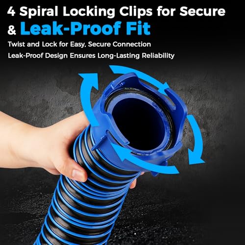 SheeChung 3FT RV Sewer Hose, Short Camper Sewer Hose for RV Dumping, Heavy-Duty Waste Hose with Swivel Fittings, 90-Degree Clear Elbow, 4-in-1 Adapter, 2 Storage Caps, 1 RV Waste Value Wrench - Image 2