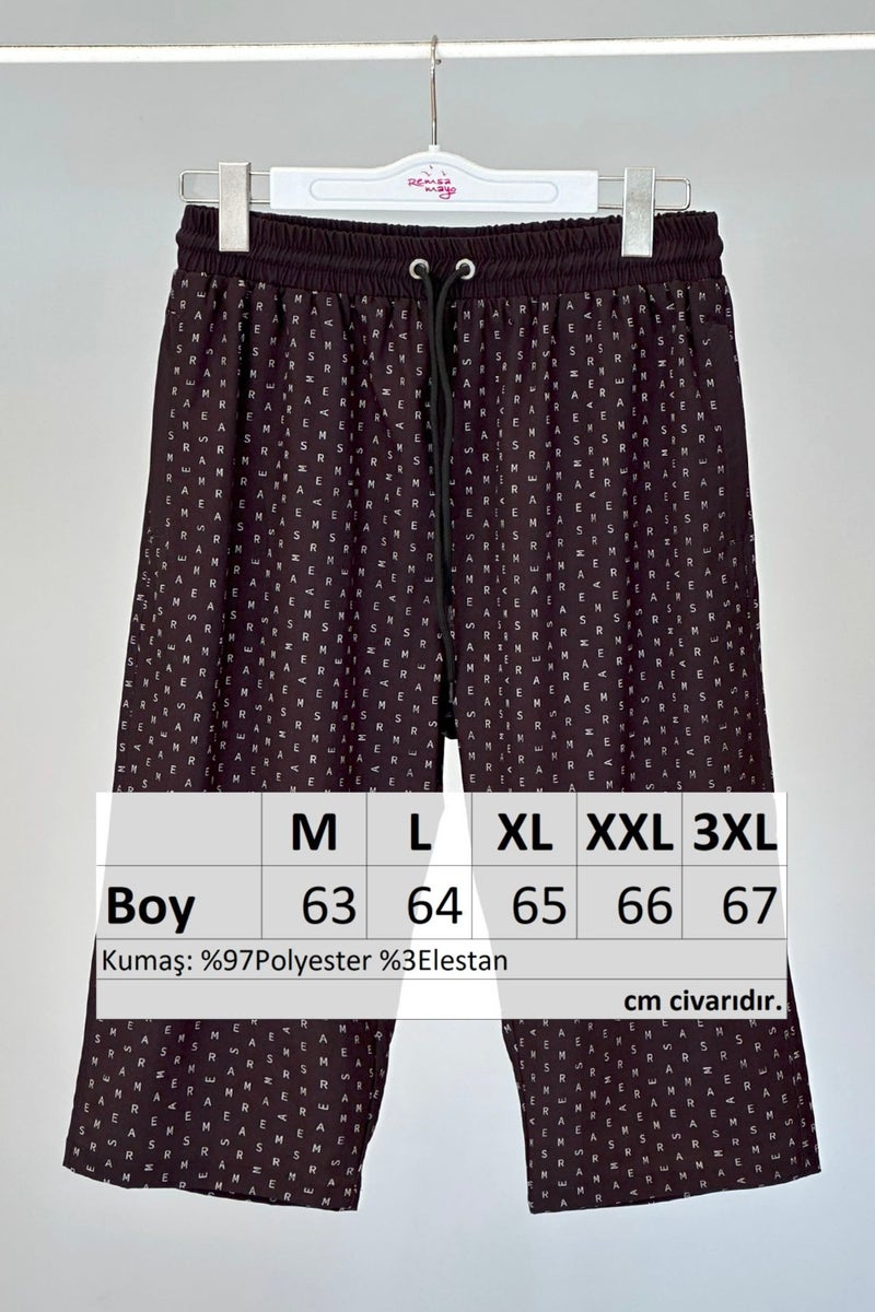 Remsa Mayo Remsa Swimwear Remsa Men's Pool Sea Long Capri Shorts Swimsuit RK005 Black Monogram - Image 3