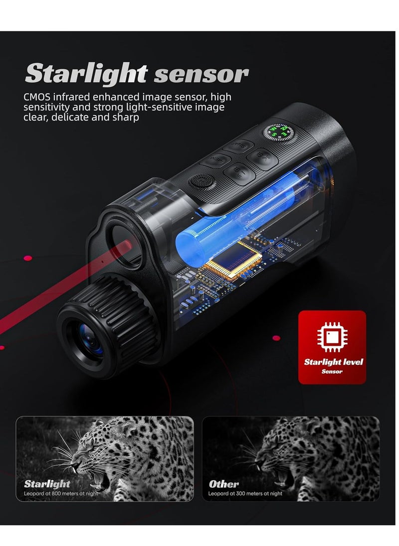 MOCOM - 10X Digital Zoom Night Vision Monocular with 2" HD Screen – 2624FT Range, 12MP Photos & Video Recording, 850NM Infrared, USB-C Computer Mode, Tripod Compatible for Hunting, Camping & Wildlife Observation - Image 1