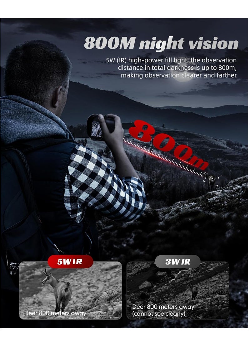MOCOM - 10X Digital Zoom Night Vision Monocular with 2" HD Screen – 2624FT Range, 12MP Photos & Video Recording, 850NM Infrared, USB-C Computer Mode, Tripod Compatible for Hunting, Camping & Wildlife Observation - Image 1