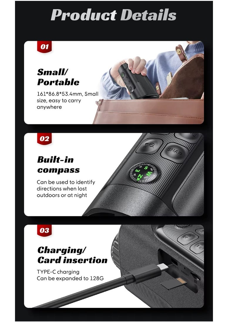 MOCOM - 10X Digital Zoom Night Vision Monocular with 2" HD Screen – 2624FT Range, 12MP Photos & Video Recording, 850NM Infrared, USB-C Computer Mode, Tripod Compatible for Hunting, Camping & Wildlife Observation - Image 1