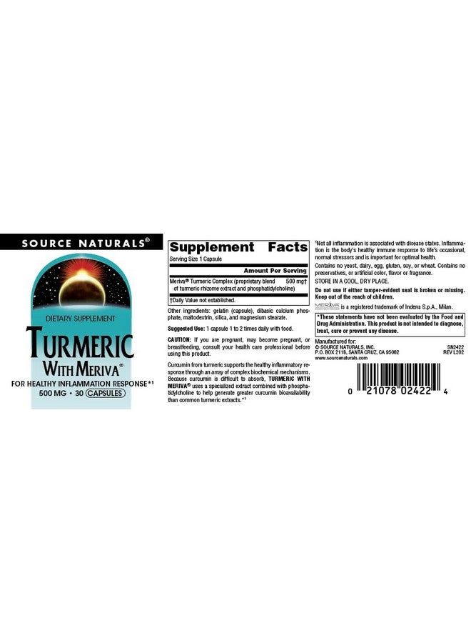 Source Naturals Turmeric with Meriva - 500mg, 30 Capsules - Image 4