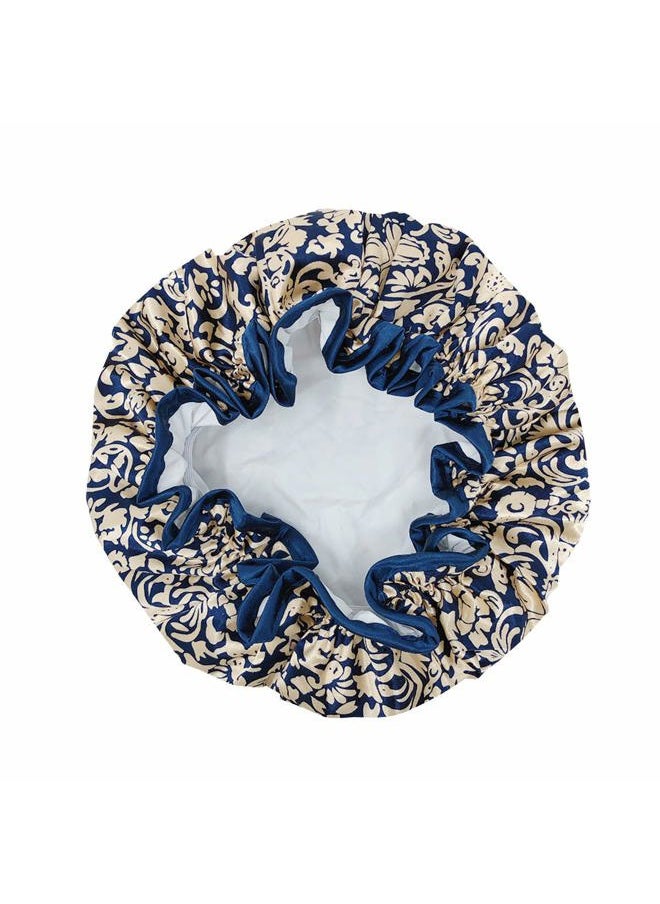 allydrew - Reusable Women's Waterproof Shower Caps for Long Hair, Damask - Image 1