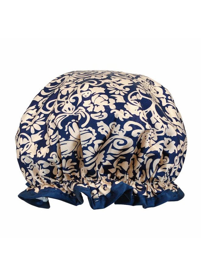 allydrew - Reusable Women's Waterproof Shower Caps for Long Hair, Damask - Image 1