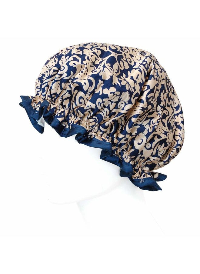 allydrew - Reusable Women's Waterproof Shower Caps for Long Hair, Damask - Image 1