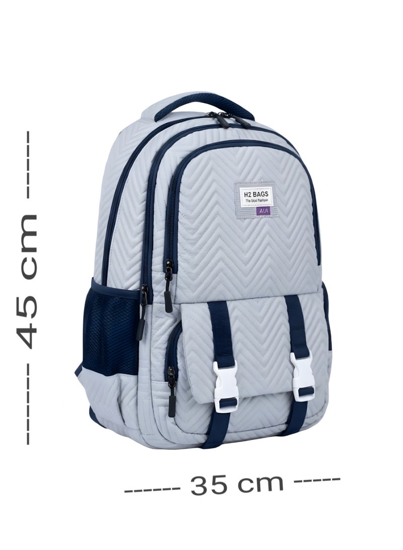 Large trendy school baded multizips bag backpack - Image 2