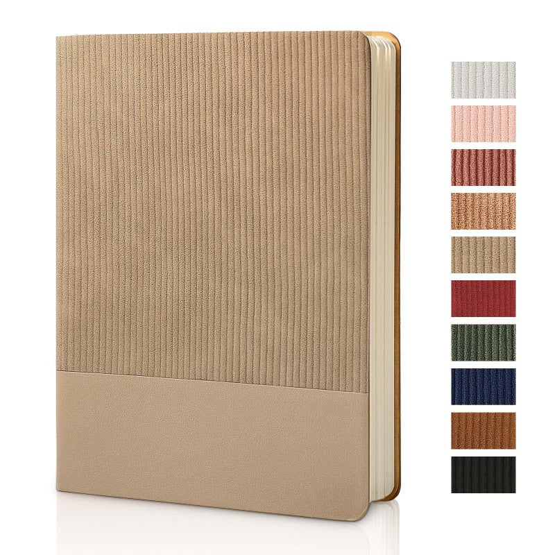 TSFPapier Lined Journal Notebook for Work College Ruled Note Book 5.79"x8.27" A5 PU Leather Daily Journaling 216 Pages for Women Men Writing Home School Supplies Business (Khaki) - Image 1