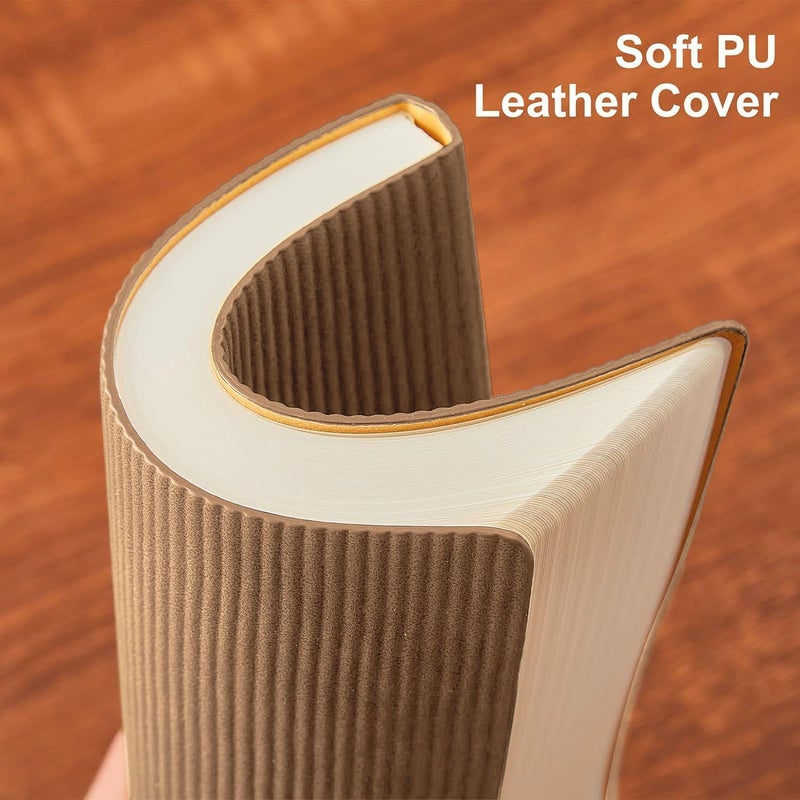 TSFPapier Lined Journal Notebook for Work College Ruled Note Book 5.79"x8.27" A5 PU Leather Daily Journaling 216 Pages for Women Men Writing Home School Supplies Business (Khaki) - Image 3