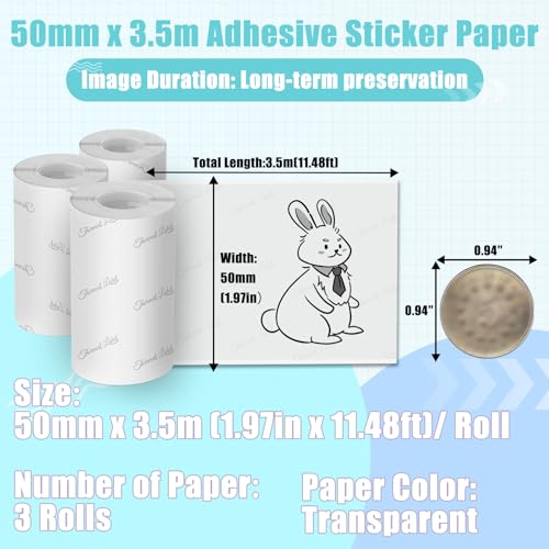 Memoking HD Clear Thermal Sticker Paper Instant Printing Compatible with Phomemo Printer Paper M02/M02 Pro/M02S/P2S/M03/M04S Mini Sticker Printer 50mm x 3.5m, 3 Rolls Adhesive Label for Photo,Image,Texts,Notes - Image 5