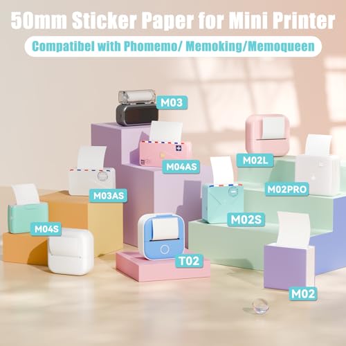 Memoking HD Clear Thermal Sticker Paper Instant Printing Compatible with Phomemo Printer Paper M02/M02 Pro/M02S/P2S/M03/M04S Mini Sticker Printer 50mm x 3.5m, 3 Rolls Adhesive Label for Photo,Image,Texts,Notes - Image 2