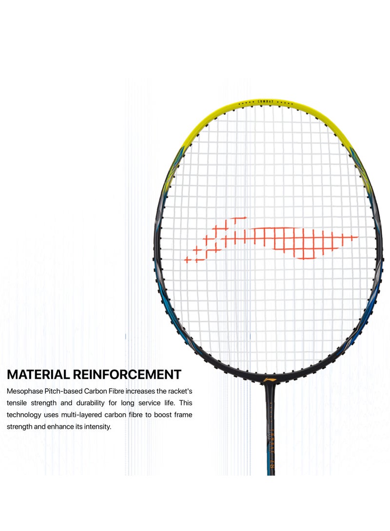 لي-نينج مضرب بادمنتون كربون فايبر كومبات Z8 غير مشدود مع غطاء كامل مجاني (رمادي داكن/أزرق ليموني، 84 جرام) - Image 2