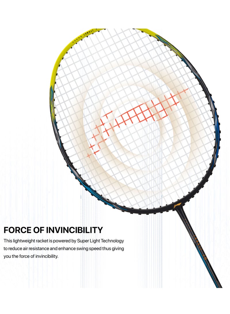 لي-نينج مضرب بادمنتون كربون فايبر كومبات Z8 غير مشدود مع غطاء كامل مجاني (رمادي داكن/أزرق ليموني، 84 جرام) - Image 3