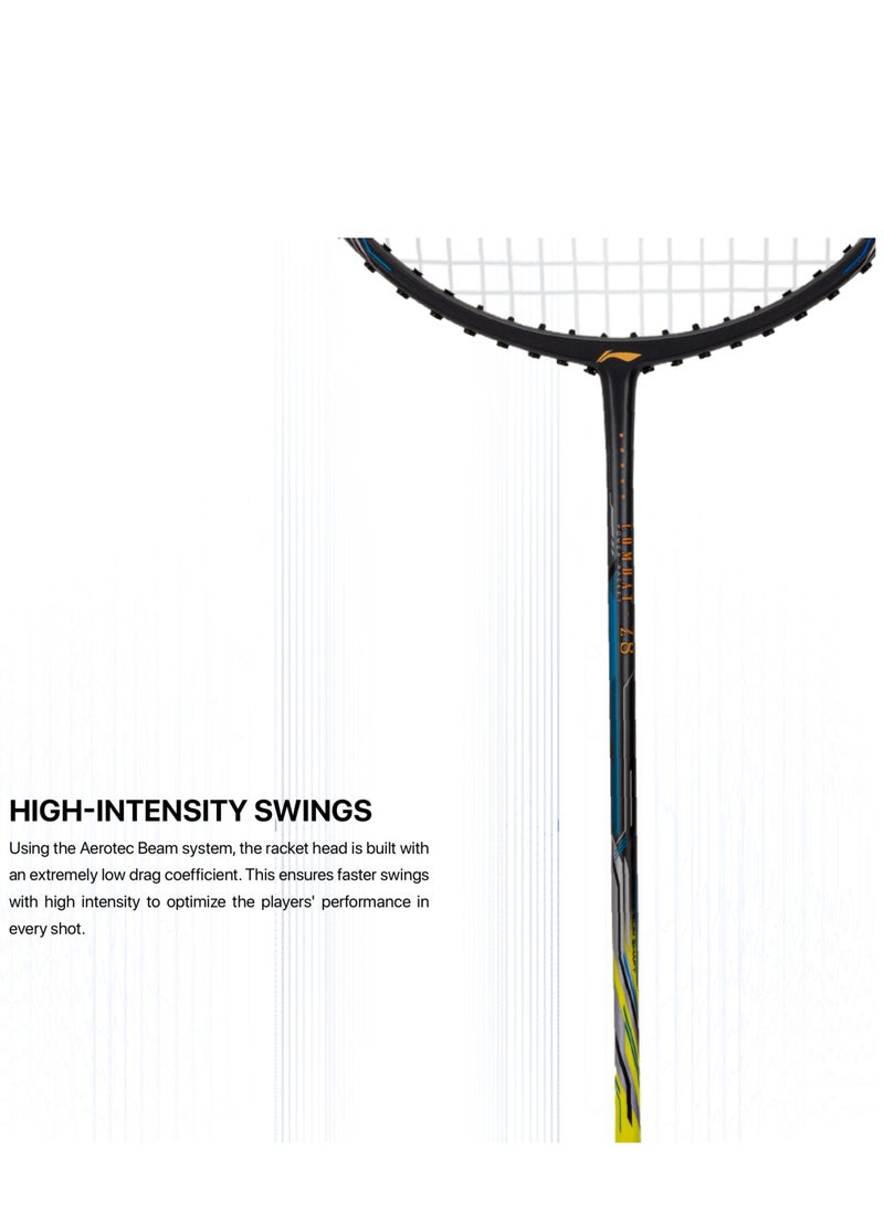 لي-نينج مضرب بادمنتون كربون فايبر كومبات Z8 غير مشدود مع غطاء كامل مجاني (رمادي داكن/أزرق ليموني، 84 جرام) - Image 4