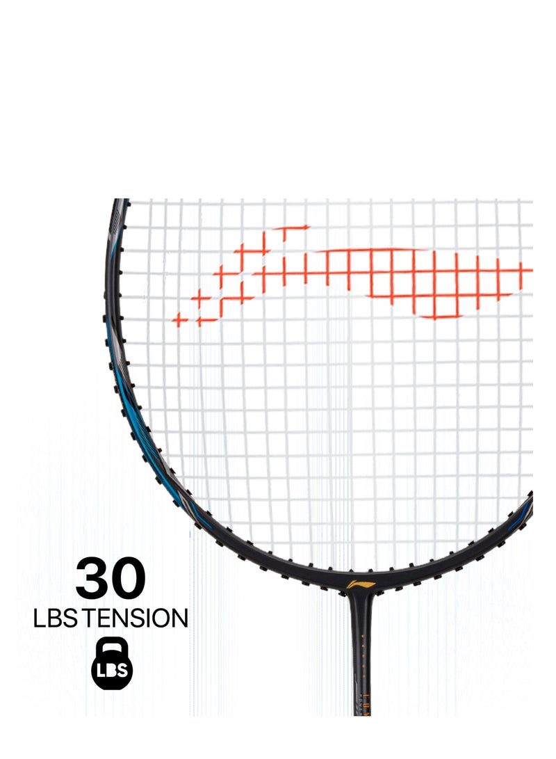 لي-نينج مضرب بادمنتون كربون فايبر كومبات Z8 غير مشدود مع غطاء كامل مجاني (رمادي داكن/أزرق ليموني، 84 جرام) - Image 5