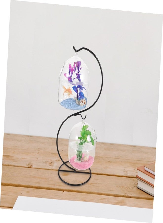 BESTOYARD Desktop Hanging Fish Tank with Stand Clear Glass Mini Aquarium Betta Fish Bowl Small Hanging Tank for Home Office Garden Decoration - Image 4