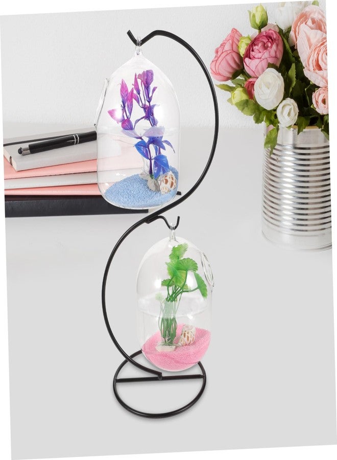 BESTOYARD Desktop Hanging Fish Tank with Stand Clear Glass Mini Aquarium Betta Fish Bowl Small Hanging Tank for Home Office Garden Decoration - Image 2