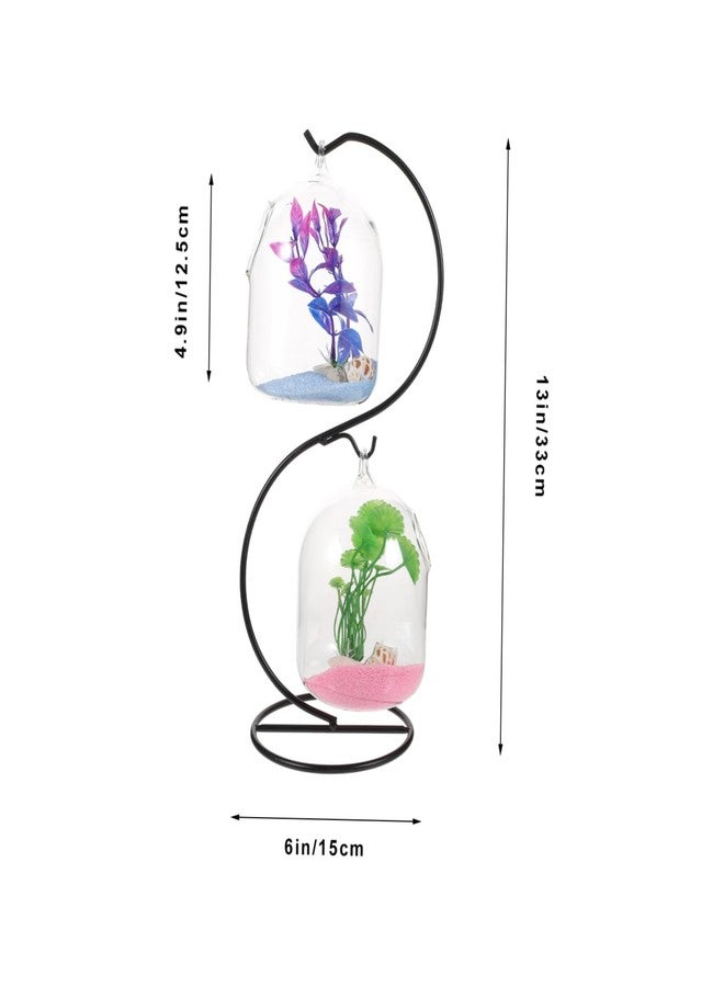 BESTOYARD Desktop Hanging Fish Tank with Stand Clear Glass Mini Aquarium Betta Fish Bowl Small Hanging Tank for Home Office Garden Decoration - Image 3