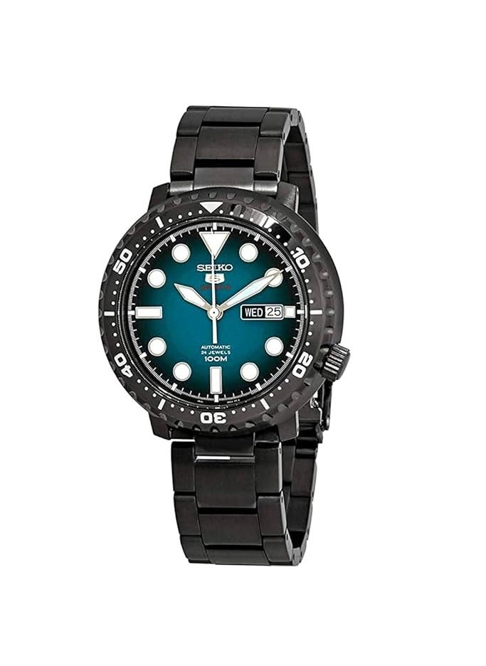 Seiko - 5 Sports 100m Automatic 'Bottle Cap' Steel Black IP Turquoise Dial Watch SRPC65K1 - Image 1
