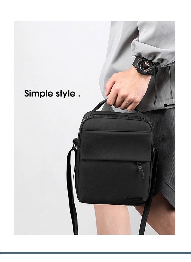 AVHUGOO New Men's Nylon Crossbody Bag Handbag Shoulder Bag Waterproof Casual Simple Bag Black  - Image 3
