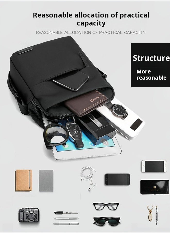 AVHUGOO New Men's Nylon Crossbody Bag Handbag Shoulder Bag Waterproof Casual Simple Bag Black  - Image 4
