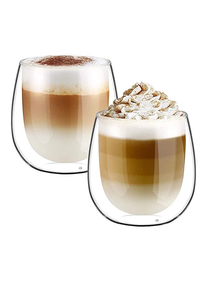 BLACKSTONE 2-Piece Double Wall Glass Tea Coffee Cups Set Color Charcoal 300 ml - Image 3