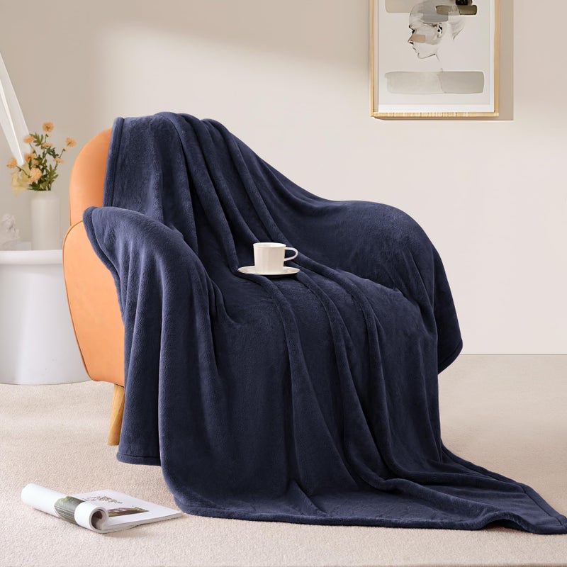 BEAUTEX Fleece Throw Blanket for Couch Sofa or Bed Throw Size  Soft Fuzzy Plush Blanket  Luxury Flannel Lap Blanket  Super Cozy and Comfy for All Seasons (Navy Blue  50"" x 60"") - Image 4