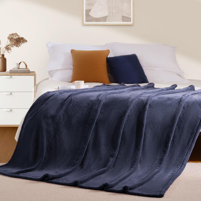 BEAUTEX Fleece Throw Blanket for Couch Sofa or Bed Throw Size  Soft Fuzzy Plush Blanket  Luxury Flannel Lap Blanket  Super Cozy and Comfy for All Seasons (Navy Blue  50"" x 60"") - Image 3