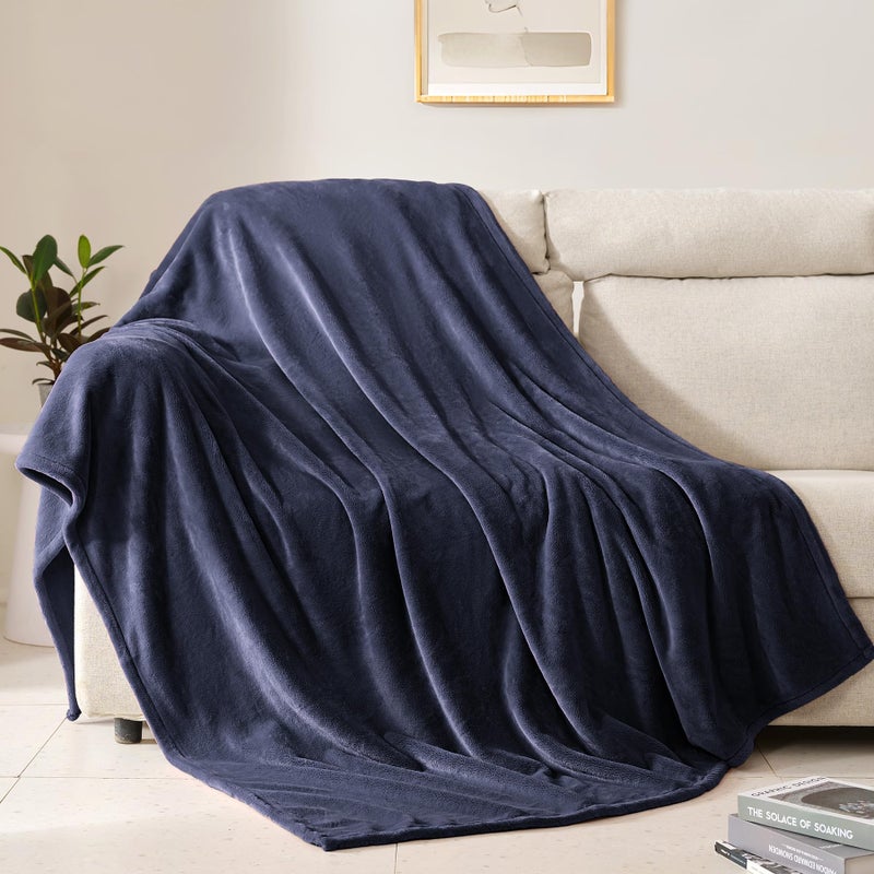 BEAUTEX Fleece Throw Blanket for Couch Sofa or Bed Throw Size  Soft Fuzzy Plush Blanket  Luxury Flannel Lap Blanket  Super Cozy and Comfy for All Seasons (Navy Blue  50"" x 60"") - Image 1