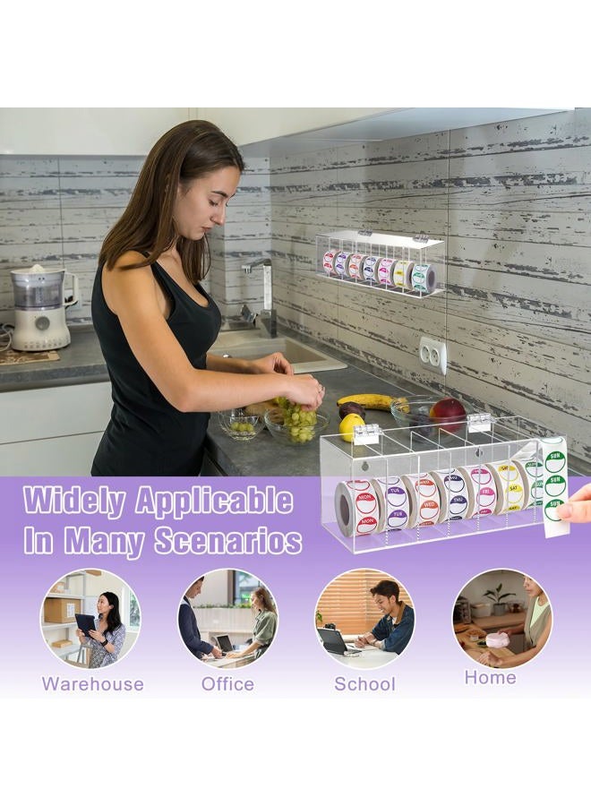 DLUGOPIS 3500 PCS 7 Days of The Week Stickers 1 Inch Sticker Roll Dispenser Holder Acrylic Day Dot Dispenser Food Date Labels Stickers Monday to Sunday for Kitchen Restaurant Expiration Date - Image 4