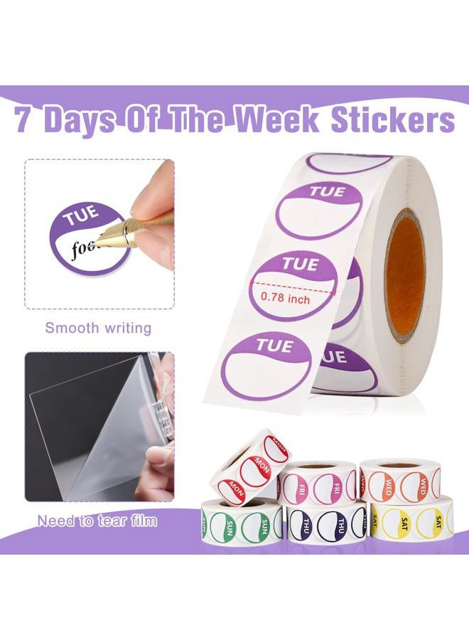 DLUGOPIS 3500 PCS 7 Days of The Week Stickers 1 Inch Sticker Roll Dispenser Holder Acrylic Day Dot Dispenser Food Date Labels Stickers Monday to Sunday for Kitchen Restaurant Expiration Date - Image 3