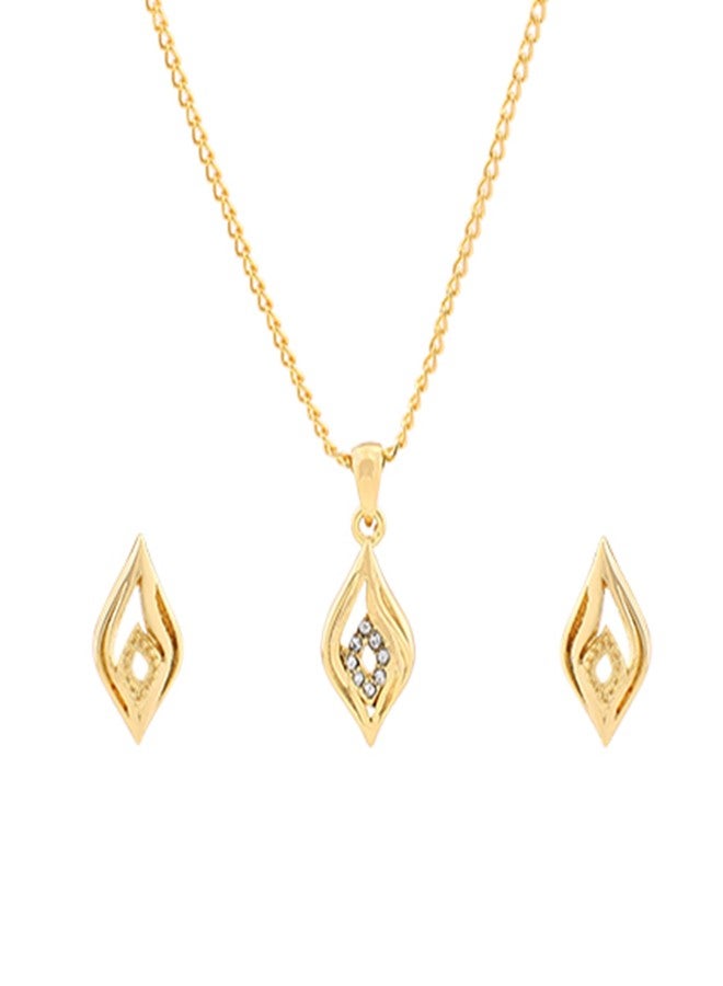 Estele 24kt Gold Plated Elegant Style Pendant and Matching Earring for Women with Austrian Crystals, Adjustable (8909 NKER) - Image 1