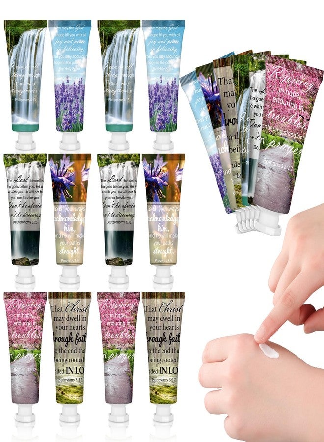 Leelosp 12 Pcs Christian Hand Cream Bulk for Women Bible Verse Hand Lotion Gifts Mini Travel Size Lotion Christian Gifts for Women Skin Dry Bible for Mom Grandma Christmas Holiday - Image 1