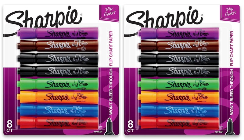 SHARPIE Flip Chart Markers Bullet Tip Assorted Colors 8 Pack Pack of 2 - Image 2