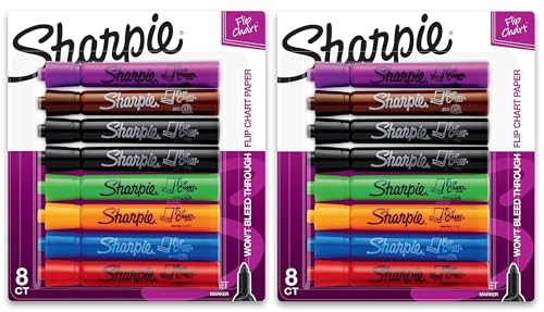SHARPIE Flip Chart Markers Bullet Tip Assorted Colors 8 Pack Pack of 2 - Image 1