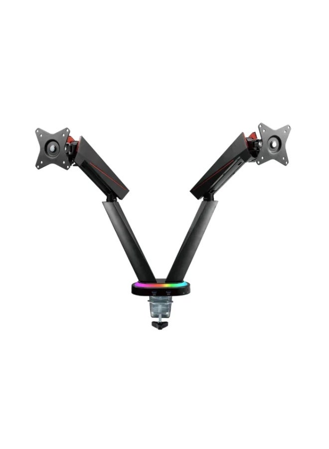 Kogan Full Motion Kogan Spring-Assisted RGB Gaming Monitor Mount with USB Hub (Dual) Laptop Holder Combo 17″ – 32″ - Image 4