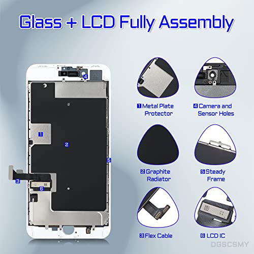 DGSCSMY for iPhone 8 Plus Screen Replacement Kit 8plus LCD Display White 5.5" 3D Touch Digitizer Full Assembly Waterproof Adhesive Magnetic Screws Pad Fix Front Glass Repair Tools A1864, A1897, A1898 - Image 2