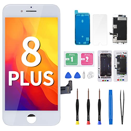 DGSCSMY for iPhone 8 Plus Screen Replacement Kit 8plus LCD Display White 5.5" 3D Touch Digitizer Full Assembly Waterproof Adhesive Magnetic Screws Pad Fix Front Glass Repair Tools A1864, A1897, A1898 - Image 1