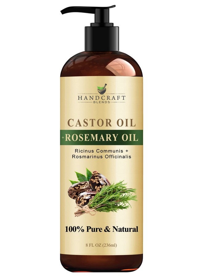 handcraft Blends Castor Oil With Rosemary Oil 8 Fl Oz 100% Pure And Natural Premium Grade Oil For Hair Growth, Eyelashes And Eyebrows Carrier Oil Hair And Body Oil - Image 1