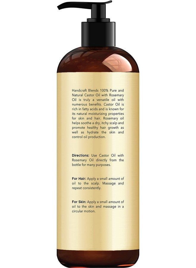 handcraft Blends Castor Oil With Rosemary Oil 8 Fl Oz 100% Pure And Natural Premium Grade Oil For Hair Growth, Eyelashes And Eyebrows Carrier Oil Hair And Body Oil - Image 2