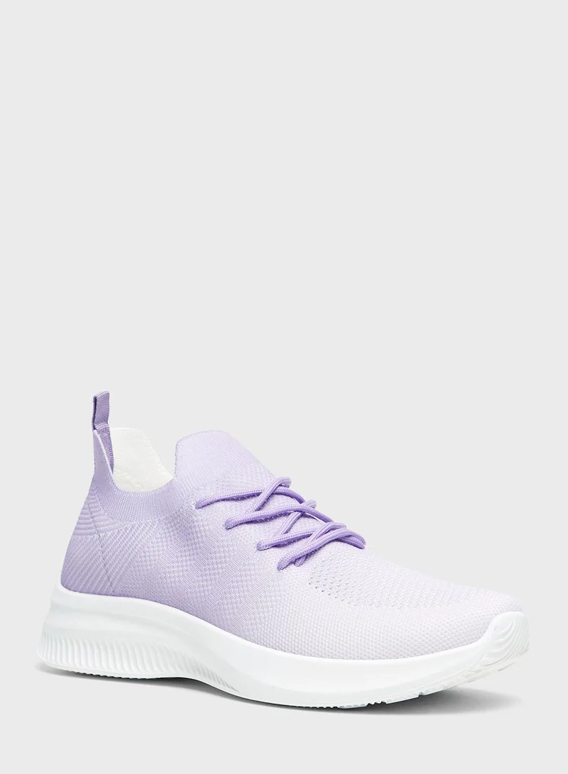 shoexpress Textured Lace-Up Sneakers