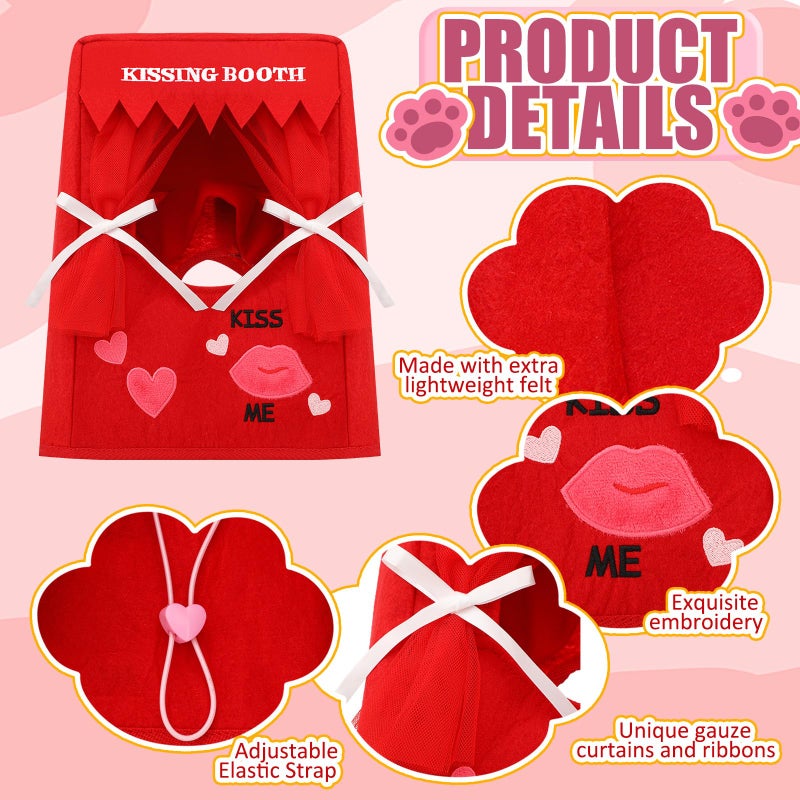 Solsew Valentine Dog Costume Kissing Booth Headpiece for Dog and Cats Cute Pup Kissing Booth Pet Headwear Costume Gift for Holiday Birthday Party(Red,L/XL) - Image 4
