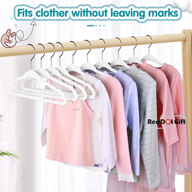 Red Dot Gift 30-Pack White Velvet Kids Hangers - 14 Inch Premium Children's Hangers - Image 4