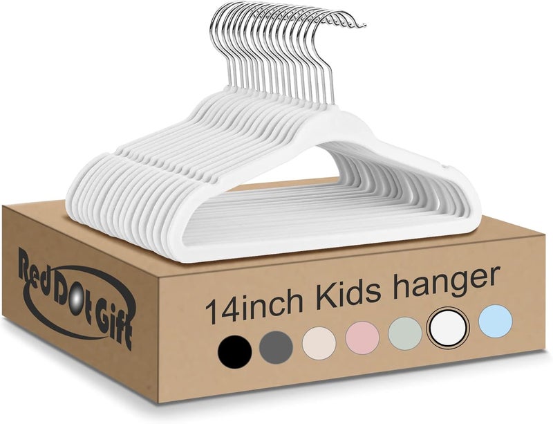 Red Dot Gift 30-Pack White Velvet Kids Hangers - 14 Inch Premium Children's Hangers - Image 1