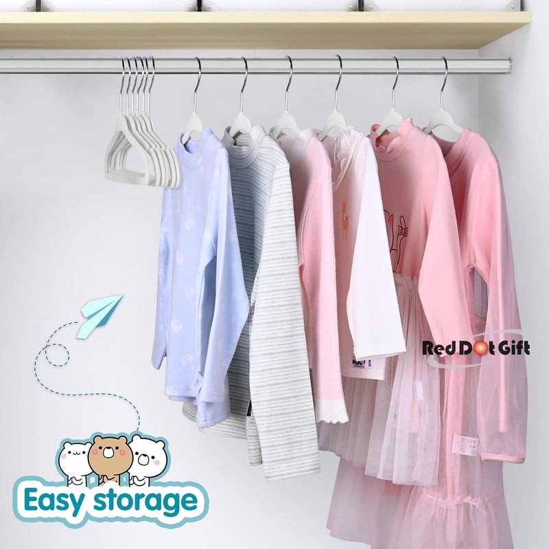 Red Dot Gift 30-Pack White Velvet Kids Hangers - 14 Inch Premium Children's Hangers - Image 5