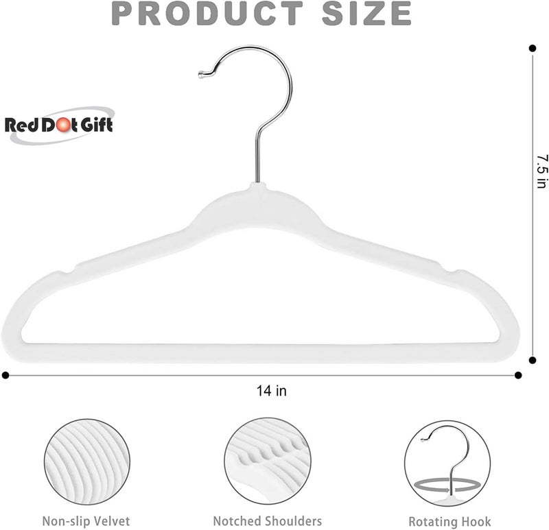 Red Dot Gift 30-Pack White Velvet Kids Hangers - 14 Inch Premium Children's Hangers - Image 2