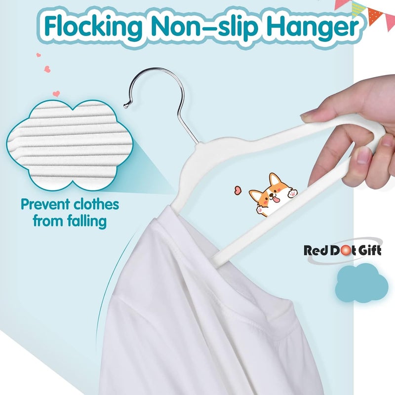Red Dot Gift 30-Pack White Velvet Kids Hangers - 14 Inch Premium Children's Hangers - Image 3